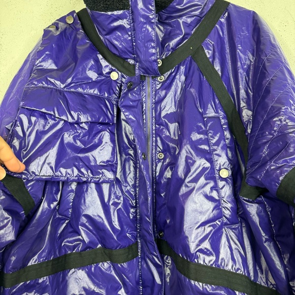 Free People Movement Vagabond Fleece Bomber Jacket Purple Black NWOT Large - Picture 5 of 12